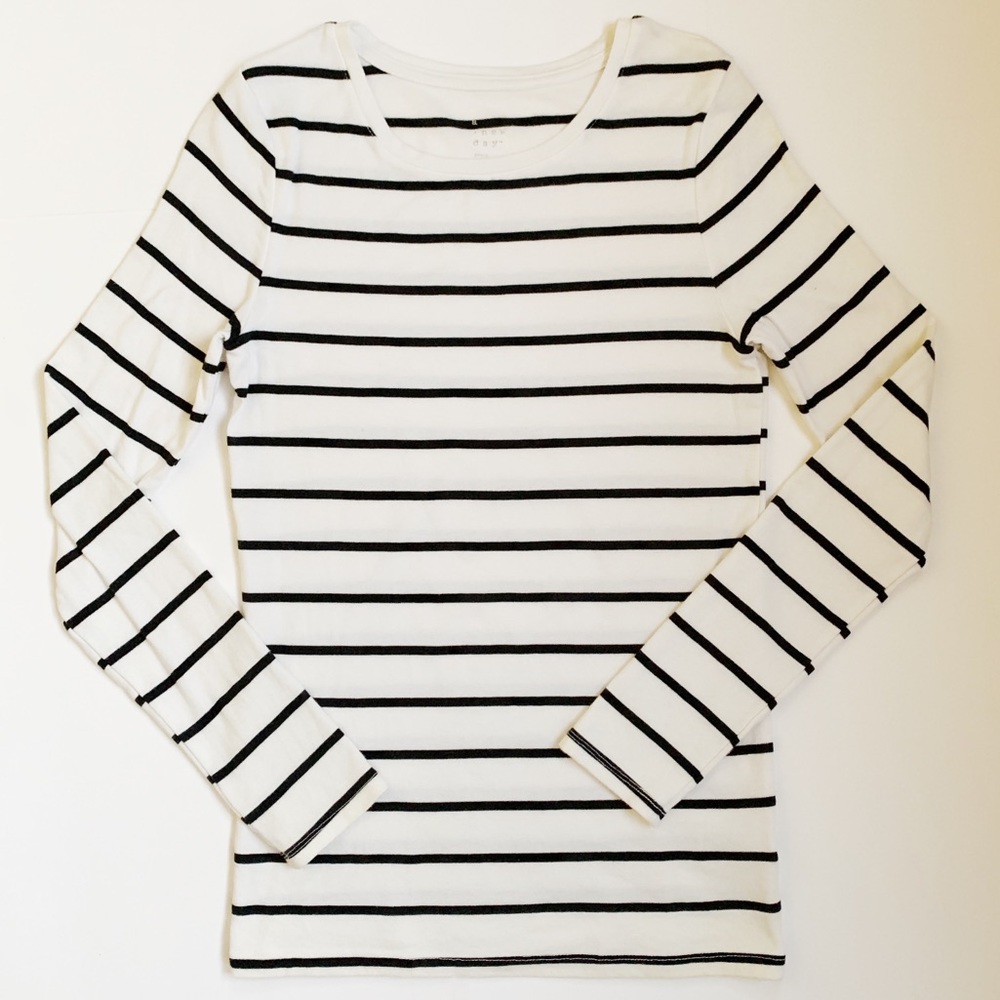 A New Day Small White and Blue Striped Long Sleeve